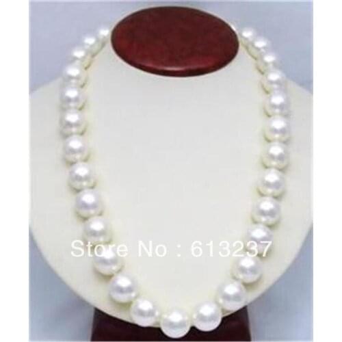 Fashion style diy 14mm white shell simulated-pearl round beads necklace elegant weddings party gifts jewelry 23inch MY4557