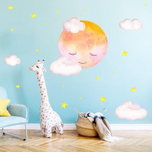 Clouds Moon Wall Stickers For Kids Room Children Bedroom Living Room Home Decoration PVC Wall Decals Art Murals Stars Wall Decor