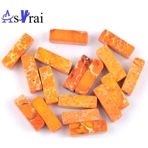 Natural Stone 13*4mm Orange Sea Sediment Jaspers Cuboid Beads For Jewelry Making Loose Spacer Beads DIY Bracelet Accessories 15"
