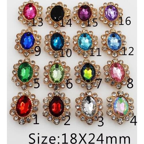 2018 New 10pc oval golden Alloy Rhinestone Button For Clothing Wedding decoration button Girl hair accessories scrapbooking