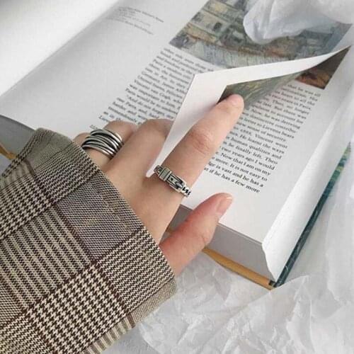 New Arrival Thai Silver Color Fashion Retro Belt Rings For Women Ladies Adjustable Open Finger Rings Bohemian Vintage Jewelry