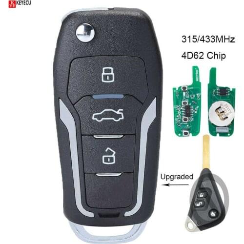 KEYECU Upgraded Flip Remote Car Key Fob 315/433MHz 4D62 Chip 3 Button for Subaru Outback Liberty Impreza WRX Forester 2003-2009
