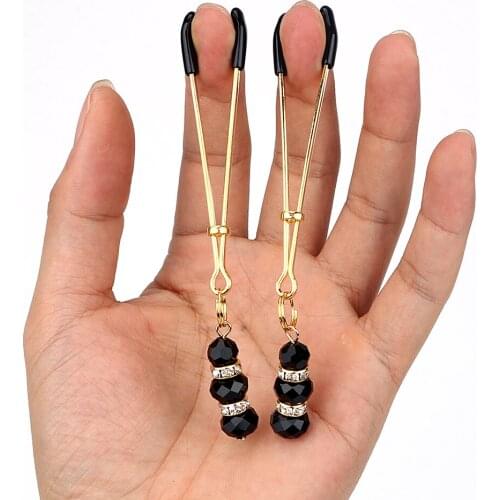 IKOKY Nipple Clamps Sex Toys for Couples Adjustable Flirting 1 Pair Breast Labia Clips Clit Clamp with Jewelry Adult Game