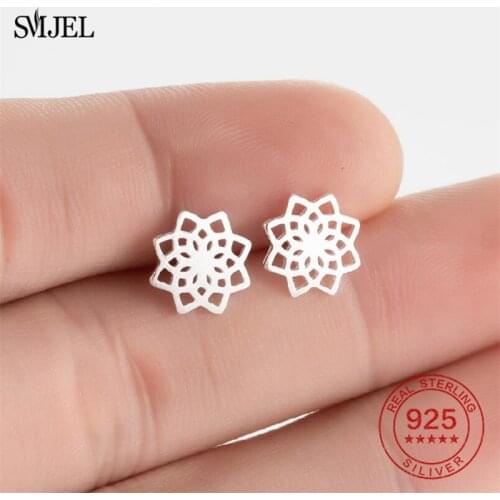 Bohemian Mandala Earrings Trendy 925 Sterling Silver Yoga Om Symbol Stud Earrings Women sterling-silver-jewelry Wholesale