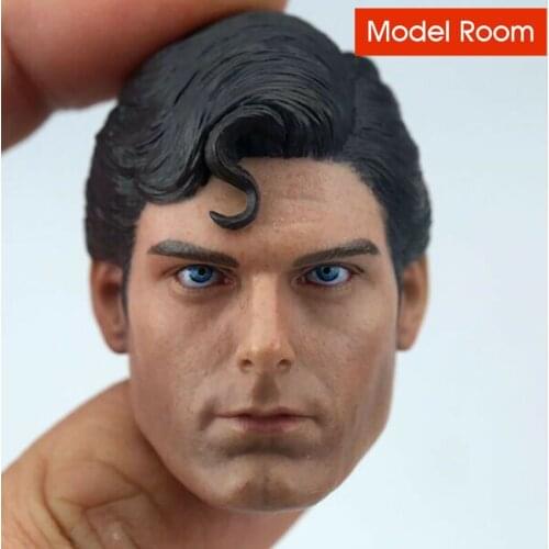 In Stock 1/6 Clark Kent Christopher Reeve Head Sculpt Carving Model for 12" Male Action Figure Body Fans Collection