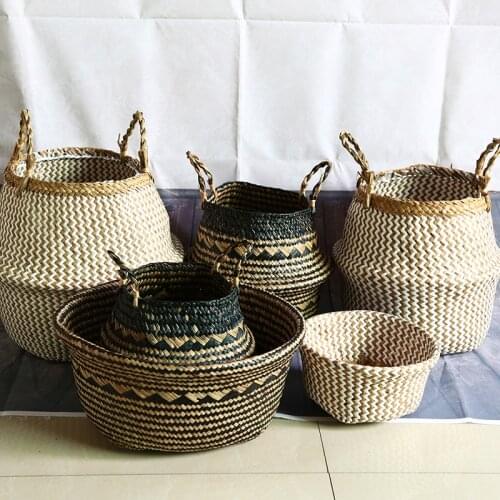 WHISM Bohemia Folding Storage Basket Bathroom Baby Laundry Basket Large Decorative Wicker Baskets Picnic Storage Basket for Toys