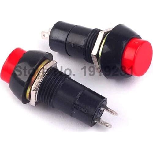 10PCS Self Locking Switch PBS-11A 3A/250V Red Push Botton