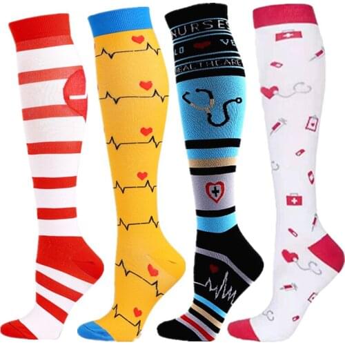 Running Men Women Socks New Compression Stockings Nurse Pattern Sock Fit For Medical Edema Diabetes Varicose Veins Cycling Socks