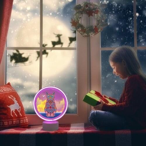 DIY Rhinestone Special Shape Diamond Painting Cross Stitch Flowers Animals Night Light for Living Room Bedroom Ornament