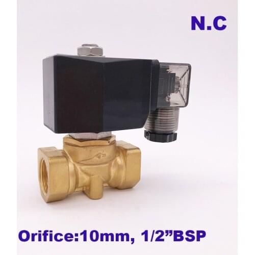 GOGO 1bar 2 way brass water Normally close solenoid valve 1/2 inch AC 220V Orifice 10mm zero pressure start low pressure valve