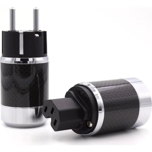 HI Fi Rhodium Plated Carbon Fiber US AC Power Plug MC European Schuko Power plug