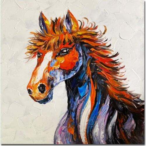 Muzagroo Art Horse Oil Painting Painted by Hand Animal Canvas Art Horses Wall Art for Living Room Kids' Room Wall Decor