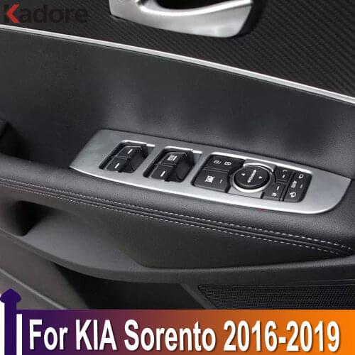 For KIA Sorento 2016 2017 2018 2019 ABS Matte Window Lift Switch Button Cover Trims Door Armrest Frame Car Interior Accessories