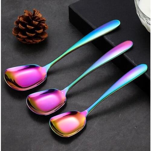Stainless Steel Coffee Spoon For Tea Kitchen Gadget And Accessories Silver Gold Color Dessert Spoon Christmas Gift Soup Spoons c