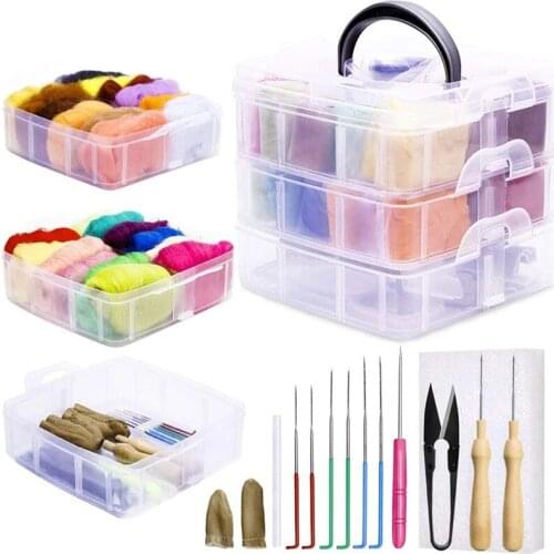 LMDZ 24 Colors Wool Roving for Felting (5g/Color), Complete Needle Felting Starter Kit with Basic Felt Tools and Supplies