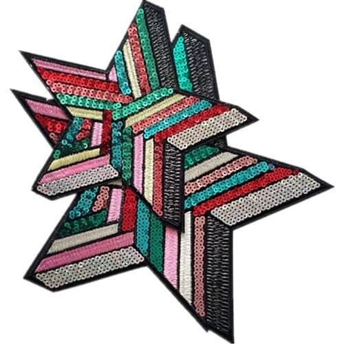 Five-pointed Star Patches for clothing Sequins Strange things Sequined Patch Clothes Stickers Christmas gift Large Biker Badge