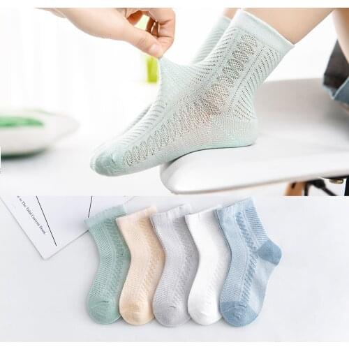 5Pairs/lot 0-12 Kids Socks Summer Cotton Jacquard Baby Socks Girls Mesh Cute Boy Toddler Socks Children Clothe Accessories