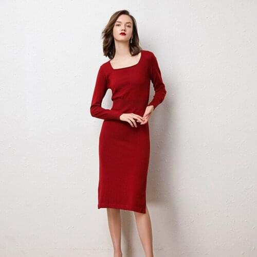 2019 New Autumn Winter High-end Cashmere Women Casual Long Sweater Dress Female Long Sleeve Loose Knitted Sweaters Dresses