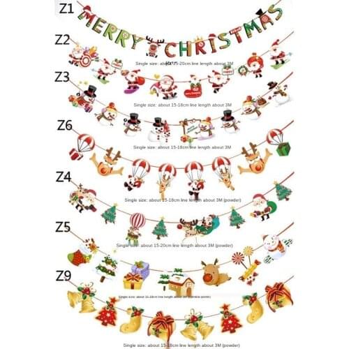 2020 new Santa Claus snowman color hanging flags and flags for Christmas decorations at home, parties, shopping malls, etc