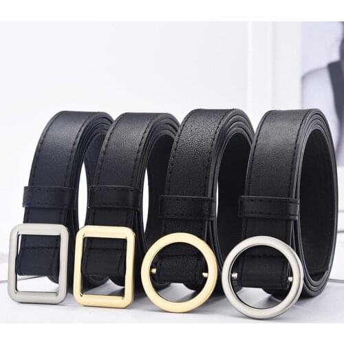 New Wide Leather Waist Strap Belt Women Gold Square Metal Buckle Belts Woman Belts For Jean Ceinture Femme Pasek Damski Riem