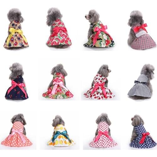 Cute Flower Pet Dress for Dogs Cats Summer Dress Big Tie Bow Skirt Pet Clothes Puppy Cat Dresses For Evening Party