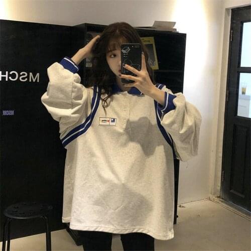 Autumn Spring Students Hoodies Autumn Women Black Korea Holiday White Loose Sweatshirts High Street Japan Fashion Hoodie Tops