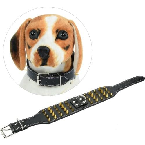 S/M/L Dog Collar Leather Pet Collar 4 Rows Spiked Studded Dog Pitbull Bulldog Neck Ring for small and large animals