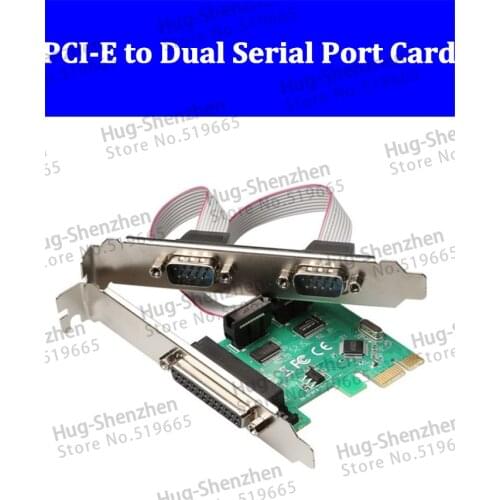 PCIE PCI-E to Dual serial port card DB9 RS232 2-Port LPT parallel port X1 serial card 2 Serial COM expansion card 2pcs/lot