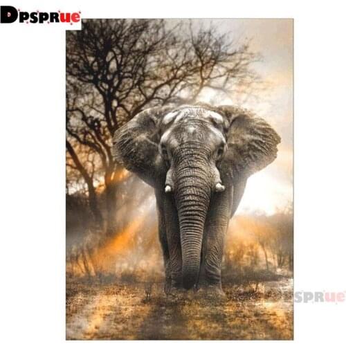 Dpsprue Full Square/Round Diamond Painting Cross Stitch Diamond 3D Embroidery Elephant DIY 5D Moasic Home Decor Gift Pu53