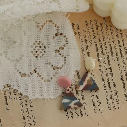 Silver Needle Retro Geometric Oil Painting Style Earrings in the Outskirts of Moscow,Modern Design Stud Earrings fashion jewelry