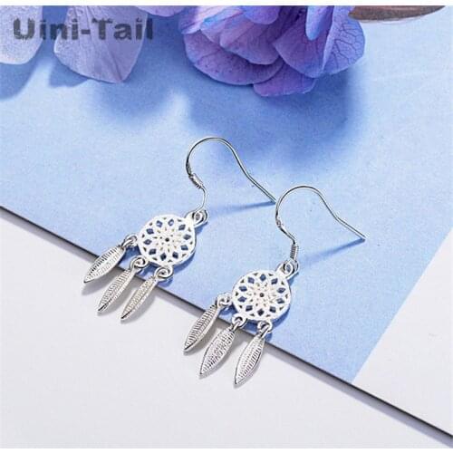 Uini-Tail new 925 sterling silver Korean literary temperament dream catcher ear line personality hollow earrings wholesale GN365