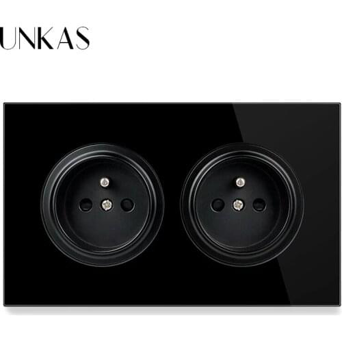 UNKAS Dual French Glass Panel Socket + HDMI-Compatible Port USB Jack TV RJ11 Telephone RJ45 Internet Dimmer Fan Regulator Switch
