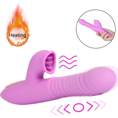 Sex Charging G Spot Dildo Vibrator Oral Tongue Licking Clitoris Stimulator Heating Vibrator Masturbator Adult Sex Toys for Women