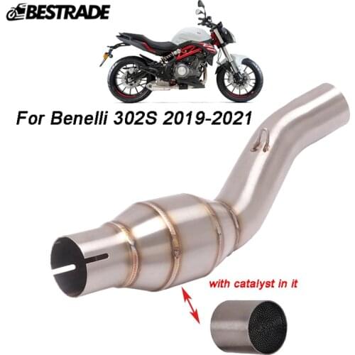 302S Exhaust Middle Pipe For Benelli 302S 2019 2020 2021 Motorcycle Mid Link Connect Tube Slip 51mm Mufflers Stainless Steel