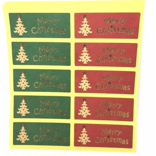 45X19MM Christmas series christmas tree bronzier sealing paste packaging gift box decoration stickers 200pcs/set