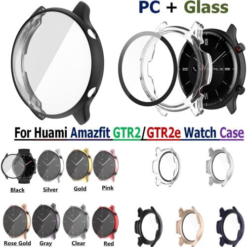 For Huami Amazfit GTR2 Watch Band Frame PC Cover with Tempered film For Amazfit GTR2e bracelet Protective Case Replacement Shell