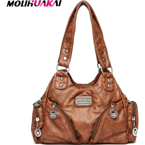 Women Casual Large Capacity Women Tote Shoulder Bag PU Leather Ladies Soft Shopping Crossbody Bag 2021 Fashion Casual Bag