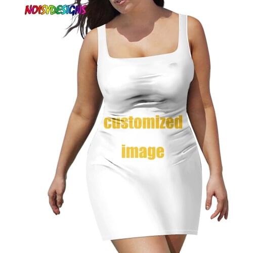 NOISYDESIGNS Womens Dresses Customized Print Ladies Fashion Party Elegant Casual Clothes Square Collar Sexy Wear New Arrival