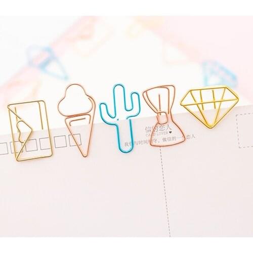 10pcs/lot Hollow Paper Clip Metal Material Kawaii Cute Bookmark Clip For School And Office Notebook Metal Clips