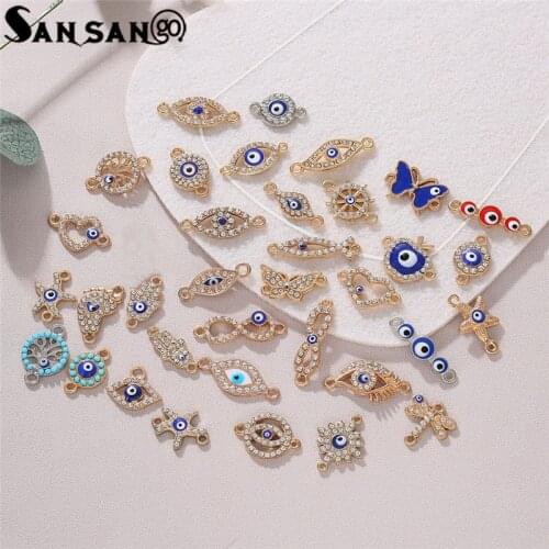 10pcs/lot Butterfly Eye Star Heart Rhinestone Connectors Charms Pendant DIY Necklace Bracelet For Jewelry Making Accessories