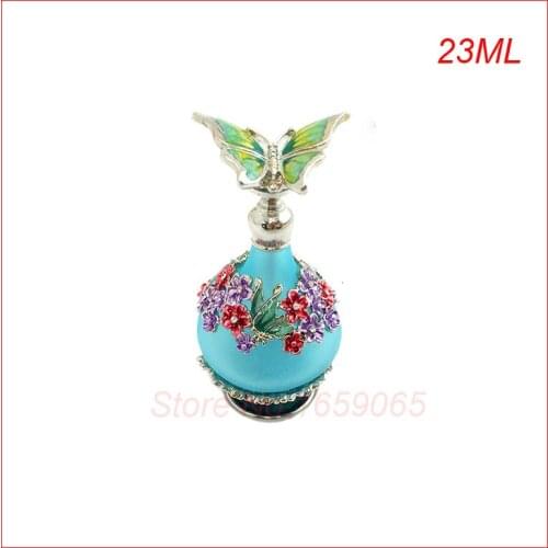 23ML Glass&Metal Antiqued Style Retro Bronze Hollow Flower Butterfly Refillable Empty Perfume Container Decoration Bottle