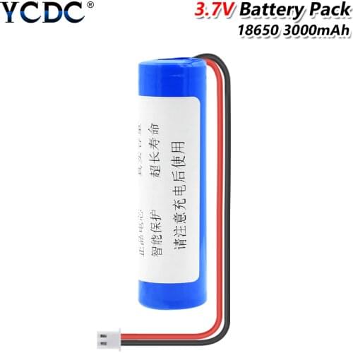 3.7V 3000mAh 18650 Battery Pack 18650 Lithium Li-ion Batteries Rechargeable With XH 2.54mm 2pin Plug For Rc Boat DIY Power Bank