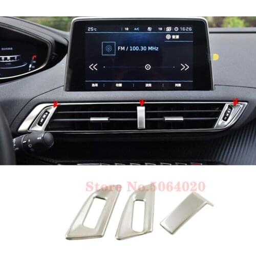 Stainless steel For Peugeot 3008 GT 5008 2017 2018 Car air conditioner Outlet decoration Cover trim Car Accessories Styling 3pcs