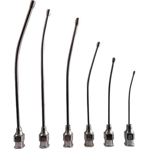 1 Pcs Stainless steel gastric applicator Syringe nozzle rats and mice/parrots/birds/poultry livestock/pets Elbow needle No.8-20