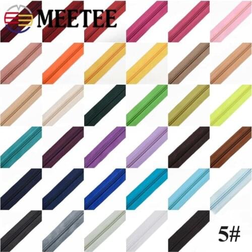 Meetee 5#5/10/20meters Nylon Zipper+Pull Sliders for Home Textile Clothing Luggage Bags Quilt Cover Zip Sewing Accessories AP672