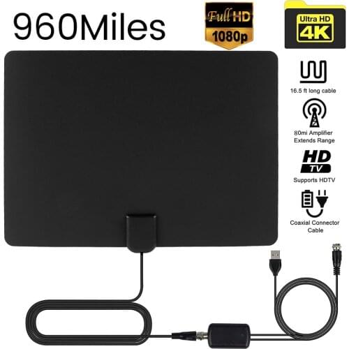 960 Mile Range Digital HD TV Antenna Indoor Digital TV Antenna ATSC HD Line DVB-T2 Smart High Gain Band Amplifier