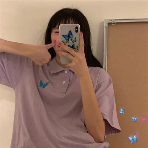 Japanese Harajuku Style White Lovely Cute Loose Student Fashion Short Sleeve Shirt Y2k Top Summer Women Polo Kawaii T Shirt Tops