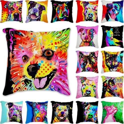 Bulldog labrador cat dog horse Pillow Case Decorative Pillows Cover Colorful dog Cushion Cover Home Decor cushion cover for sofa
