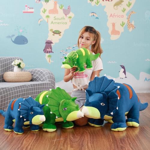 Plush dinosaur toy stuffed soft animal doll real life triceratops toy big size dinosaur toys for children birthday gift for boys