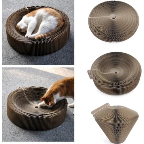 Deformable Cat Scratcher Cat Toys Corrugated Paper Folding Cats Scratching Board with Catnip Grinding Nails Mat Kitten Toys
